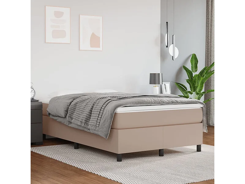 Cama continental com molas+ colchão 120x200 cm couro artificial cappuccino PT587528