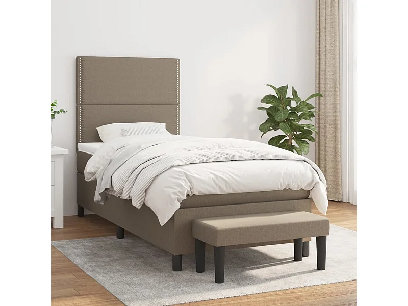 Cama continental com molas+ colchão 90x190 cm tecido castanho-acinzentado PT514456