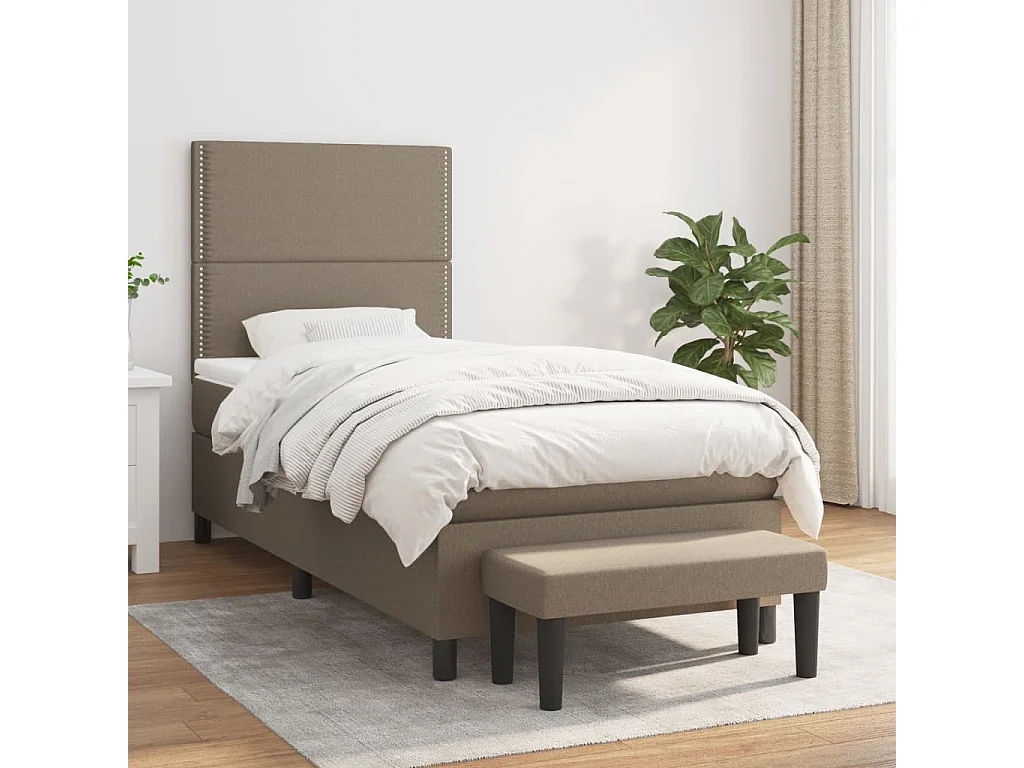 Cama continental com molas+ colchão 90x190 cm tecido castanho-acinzentado PT514456