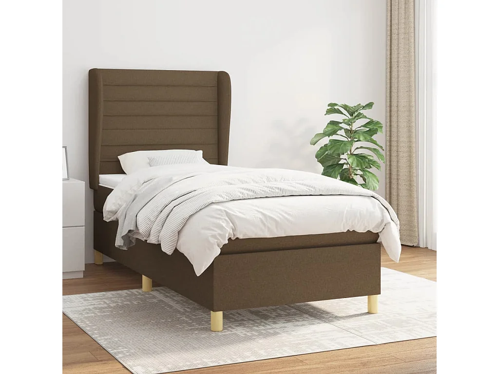 Ensemble complet boxspring + matelas Marron foncé 90x190 cm FR14454