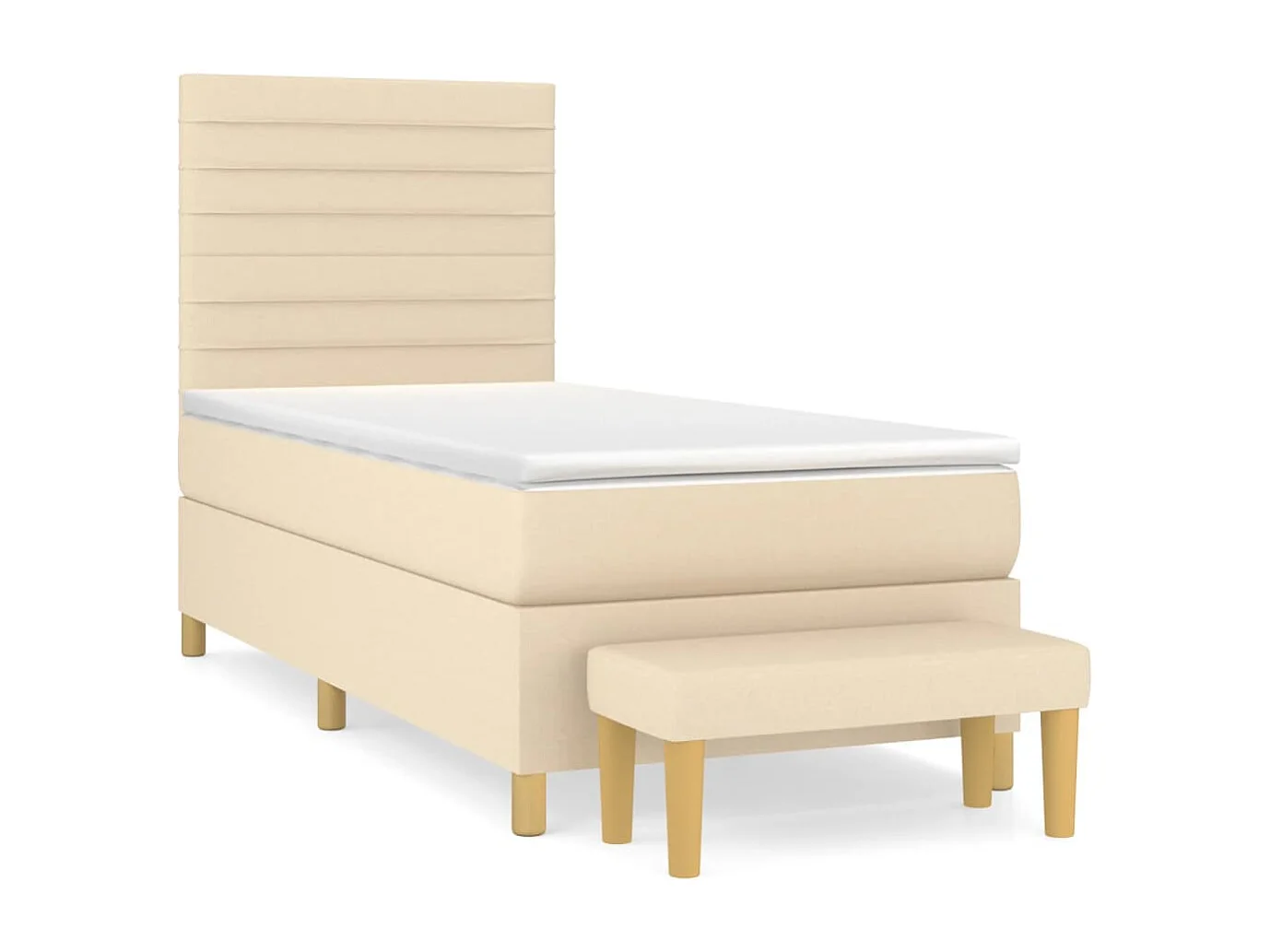 Conjunto Boxspring - 80x200 cm + colchón tela color crema ES165535