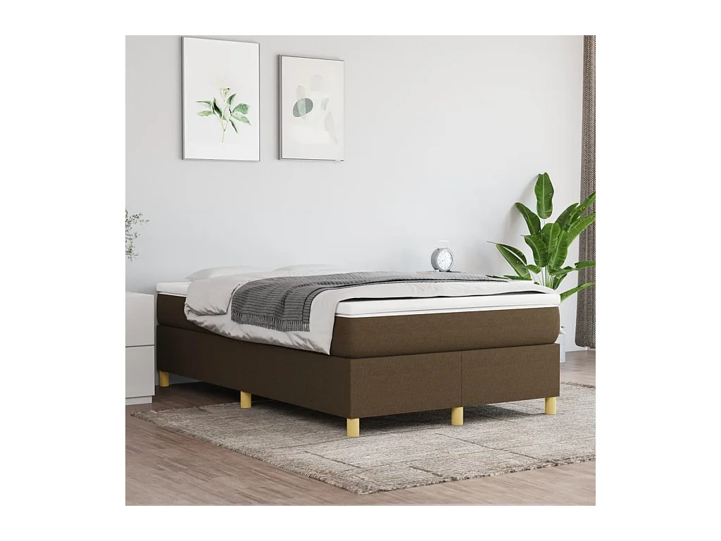 Cama continental boxspring com colchão 120x190 cm tecido castanho-escuro PT666226