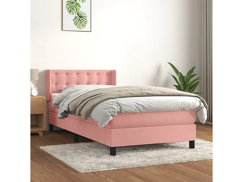 Conjunto Boxspring - 90x200 cm + colchón terciopelo rosa ES714975