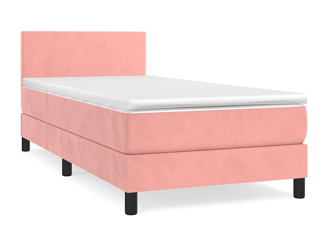 Ensemble complet boxspring + matelas Rose 80x200 cm Velours FR95985