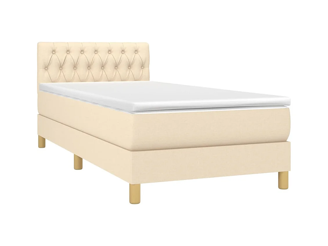 Ensemble complet boxspring + matelas LED Crème 80x200 cm Tissu FR41310