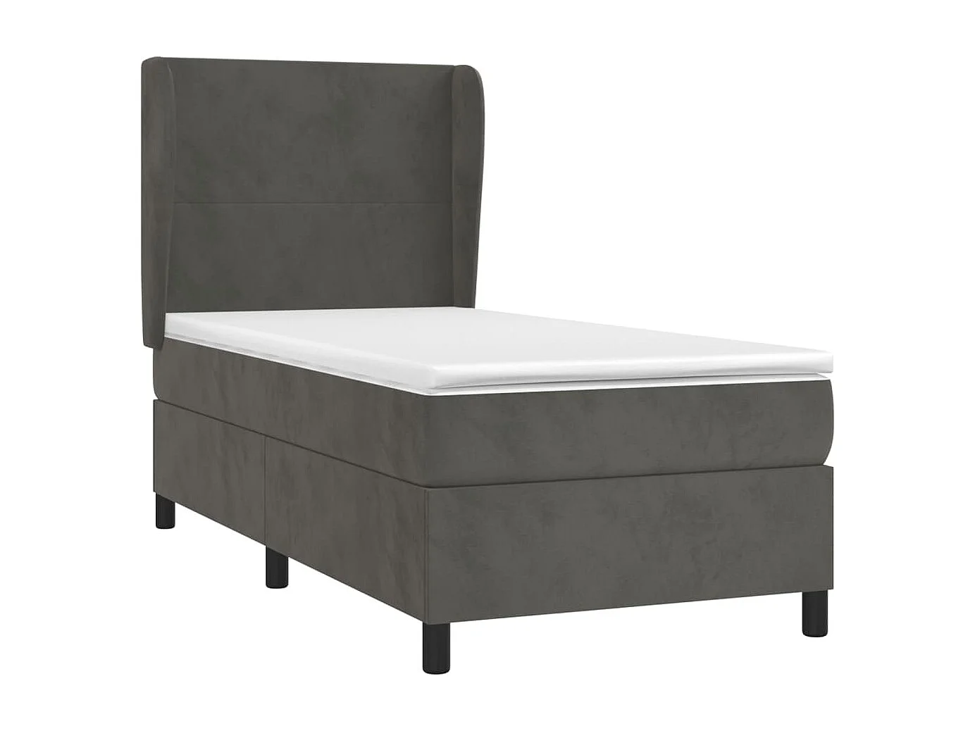 Cama continental com molas+ colchão 90x190 cm veludo cinza-escuro PT184843