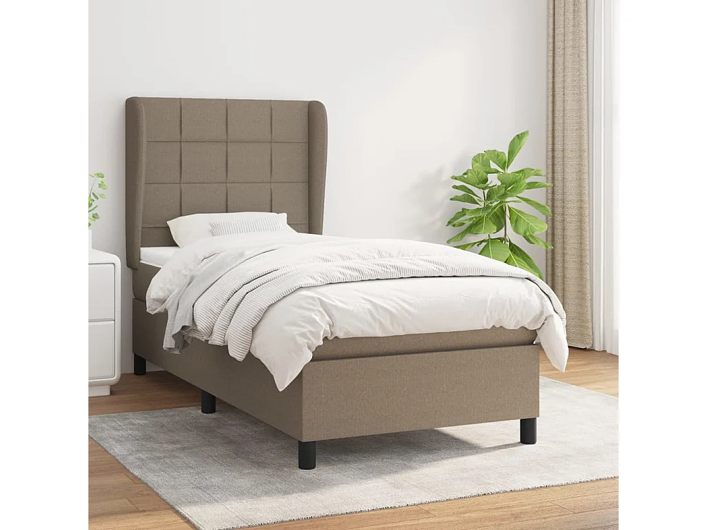 Cama continental com molas+ colchão 90x190 cm tecido castanho-acinzentado PT181751
