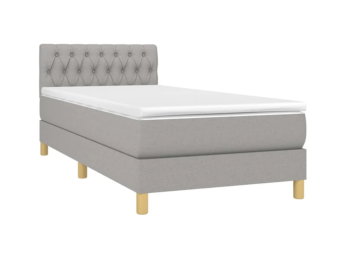 Cama continental c/ colchão e LED 100x200 cm tecido cinza-claro PT486830