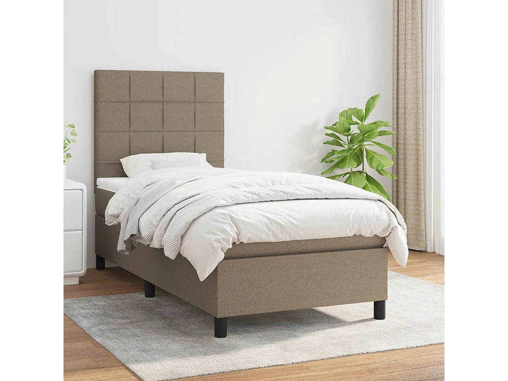 Cama continental com molas+ colchão 90x190 cm tecido castanho-acinzentado PT878591