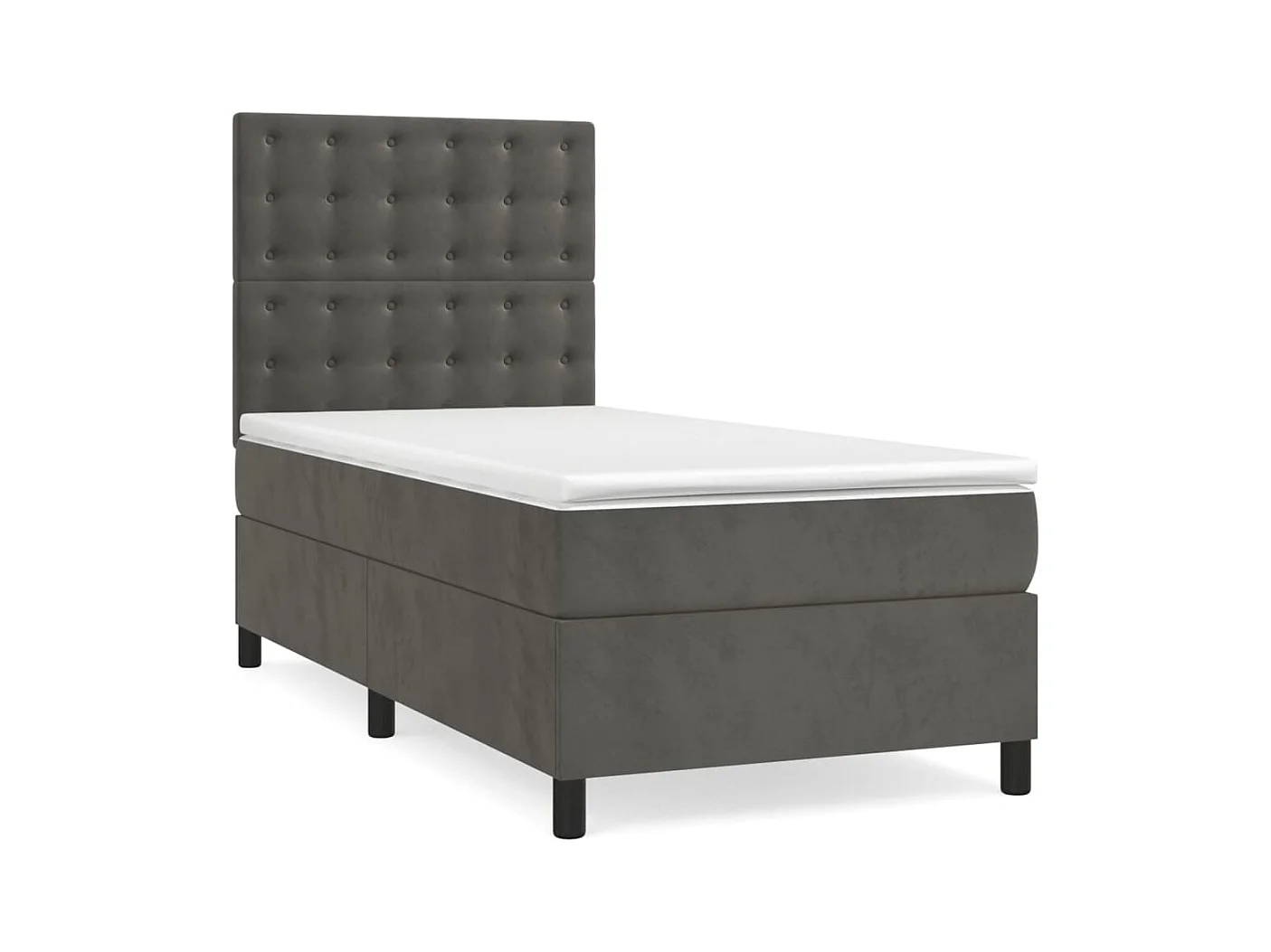 Ensemble complet boxspring + matelas Gris foncé 90x200 cm Velours FR62939