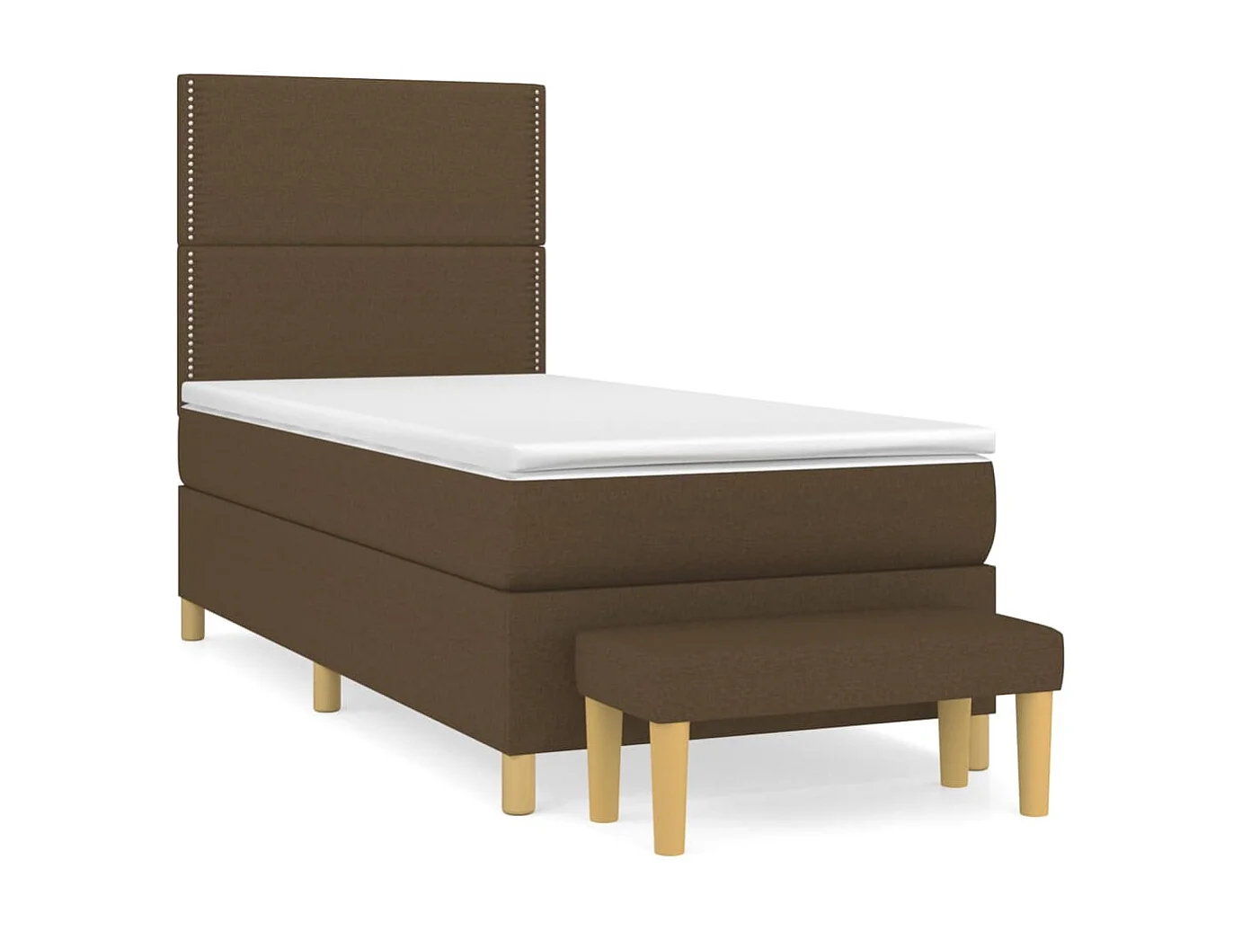 Cama continental com molas+ colchão 90x190 cm tecido castanho-escuro PT111458