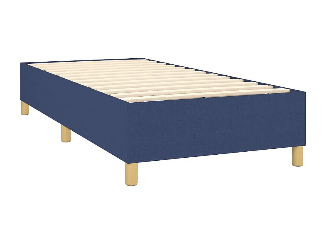 Ensemble complet boxspring + matelas + Banc Bleu 90x190 cm Tissu FR15983