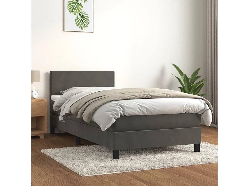 Ensemble complet boxspring + matelas Gris foncé 100x200 cm FR94032