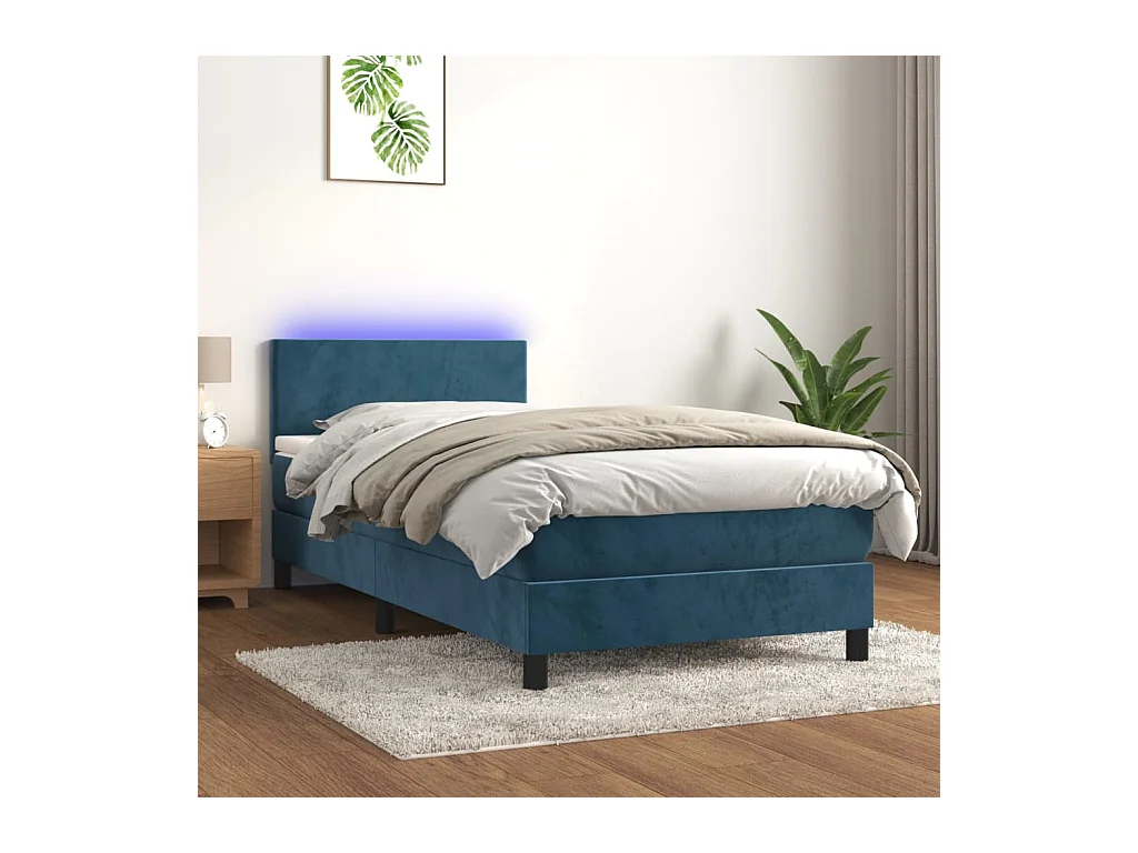 Ensemble complet boxspring + matelas et LED Bleu foncé 80x200cm FR69146