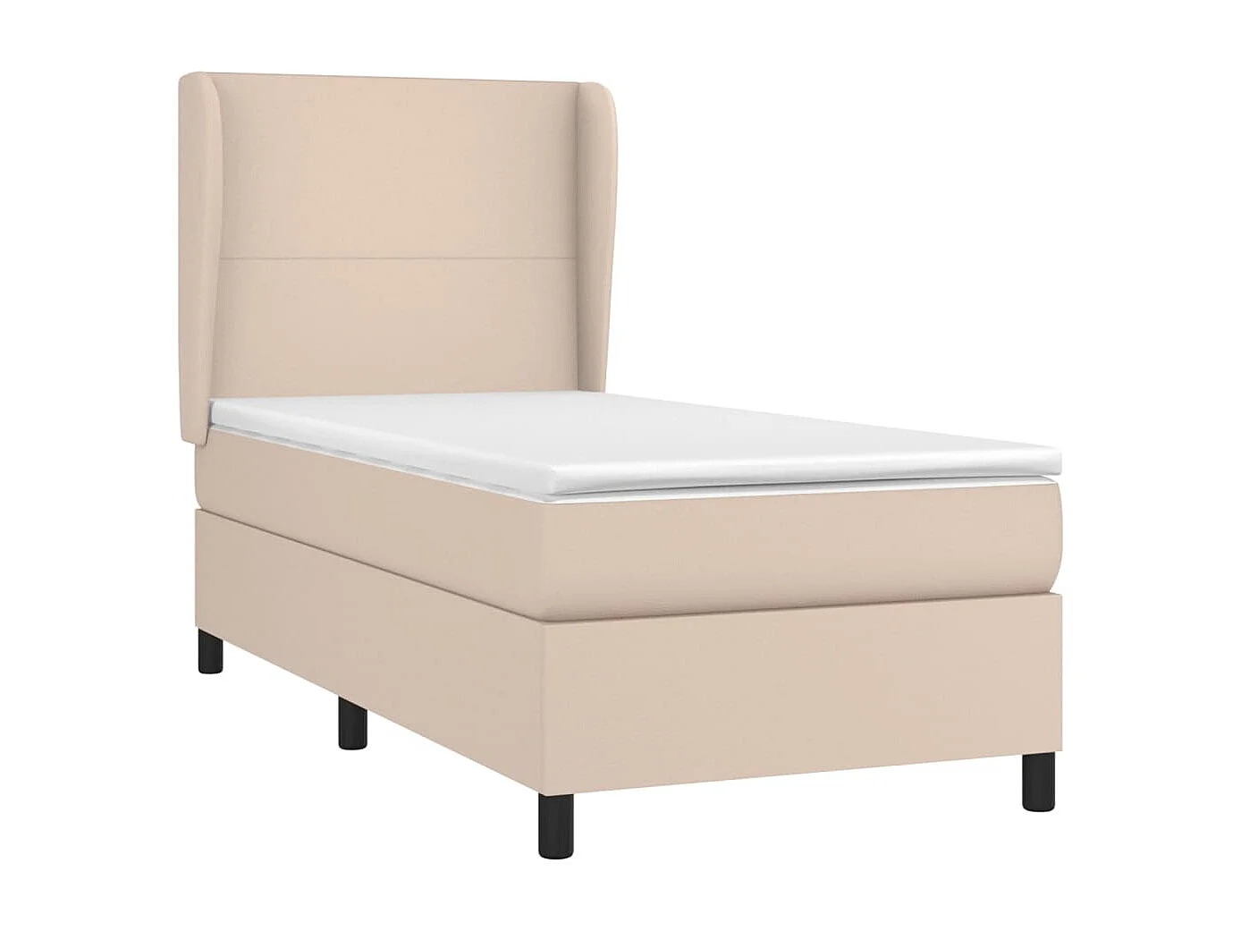 Cama continental com molas+ colchão 100x200 cm couro artificial cappuccino PT397515