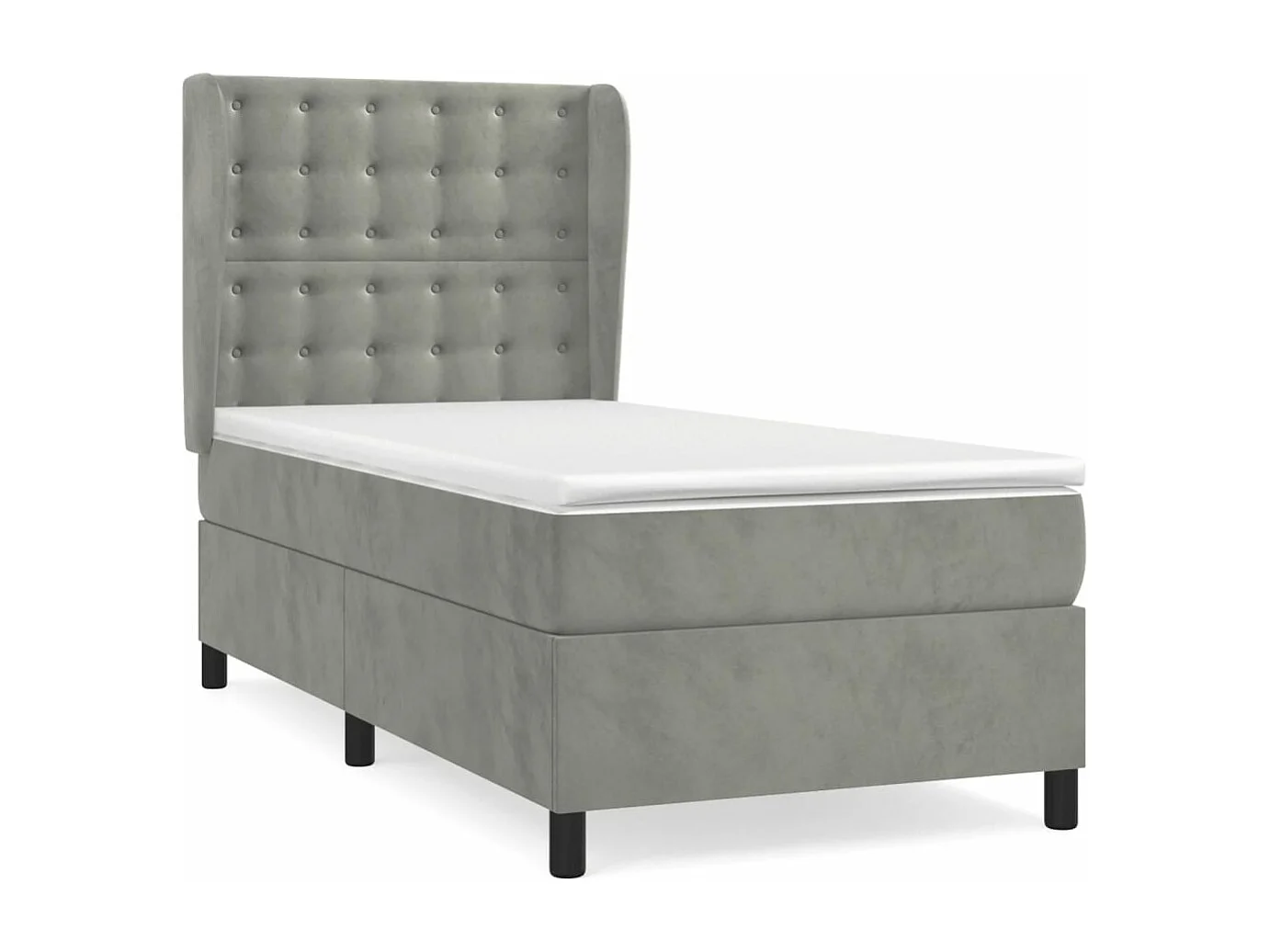 Cama continental com molas+ colchão 90x190 cm veludo cinza-claro PT732709