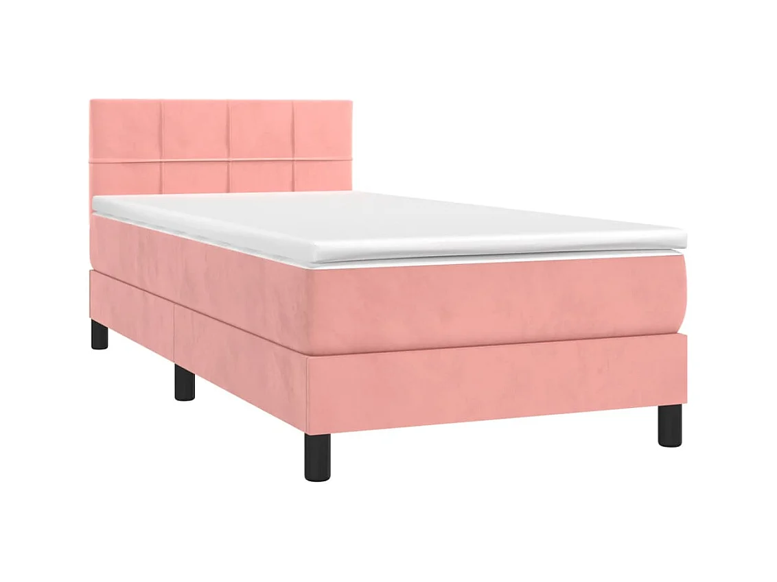 Ensemble complet boxspring + matelas Rose 80x200 cm Velours FR64295