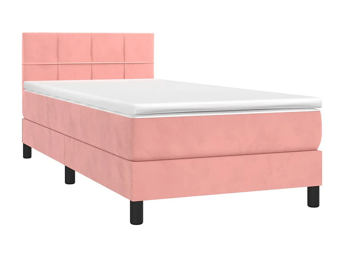Ensemble complet boxspring + matelas Rose 80x200 cm Velours FR64295