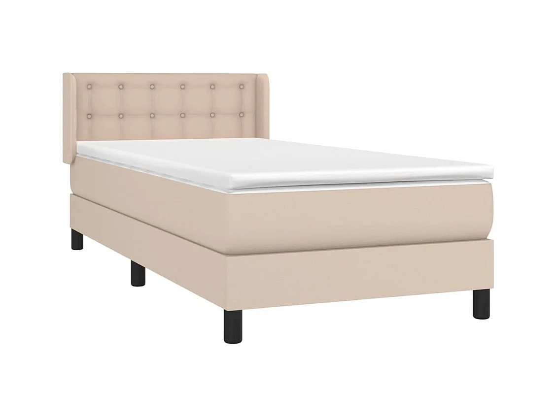 Cama continental com molas+ colchão 90x190 cm couro artificial cappuccino PT141565