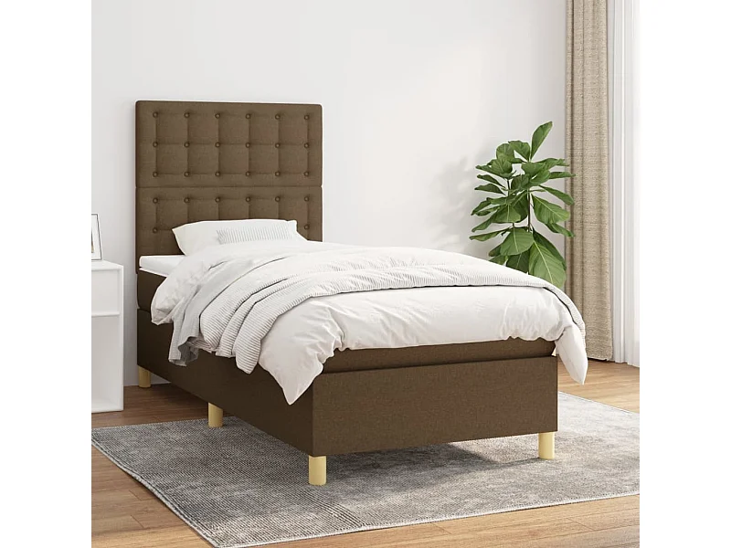 Cama continental com molas+ colchão 100x200 cm tecido castanho-escuro PT553021