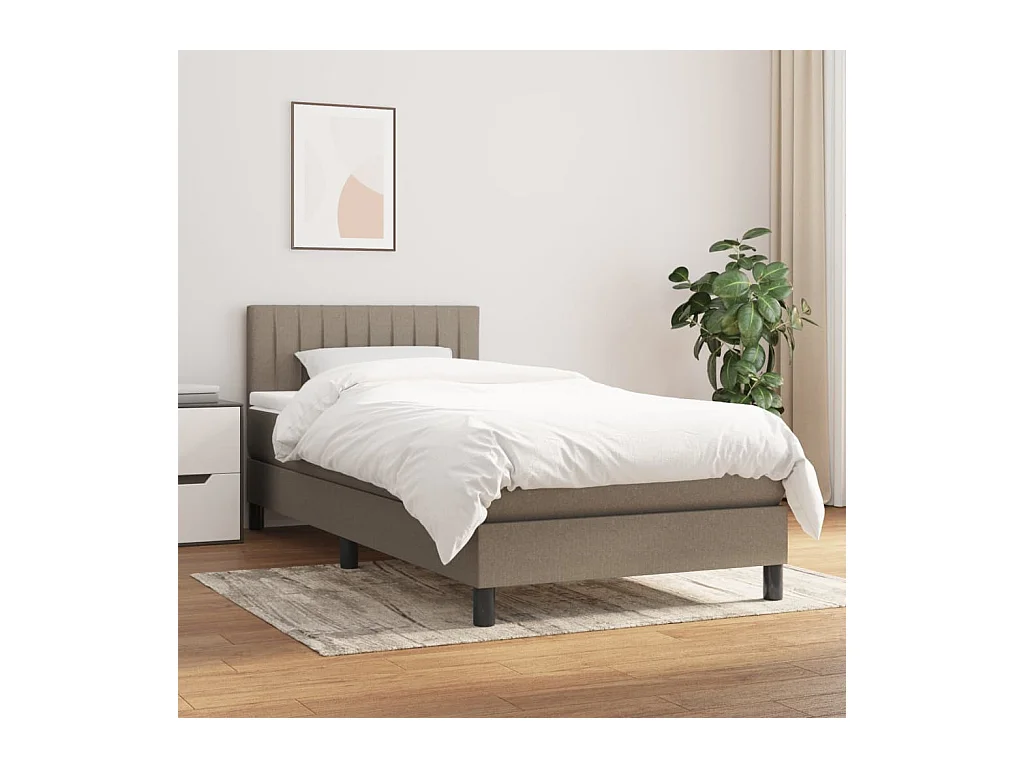 Ensemble complet boxspring + matelas Taupe 90x190 cm Tissu FR30099