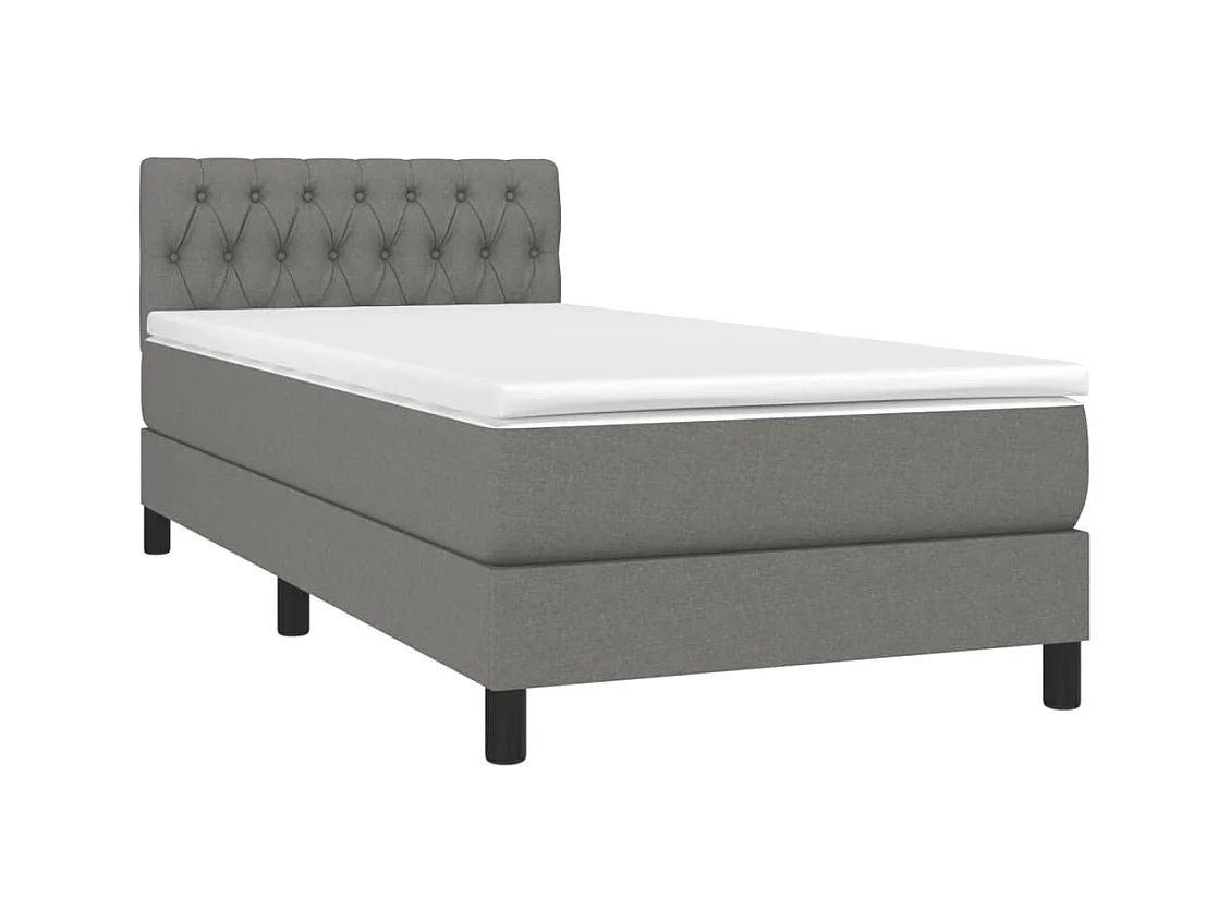 Ensemble complet boxspring + matelas Gris foncé 100x200cm Tissu FR67506