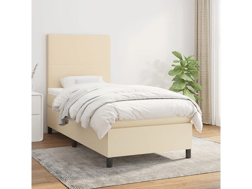 Conjunto Boxspring - 80x200 cm + colchón tela color crema ES262094