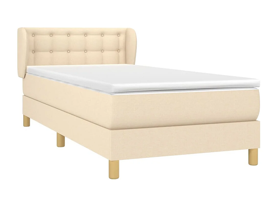 Cama continental com molas+ colchão 90x190 cm tecido cor creme PT259816