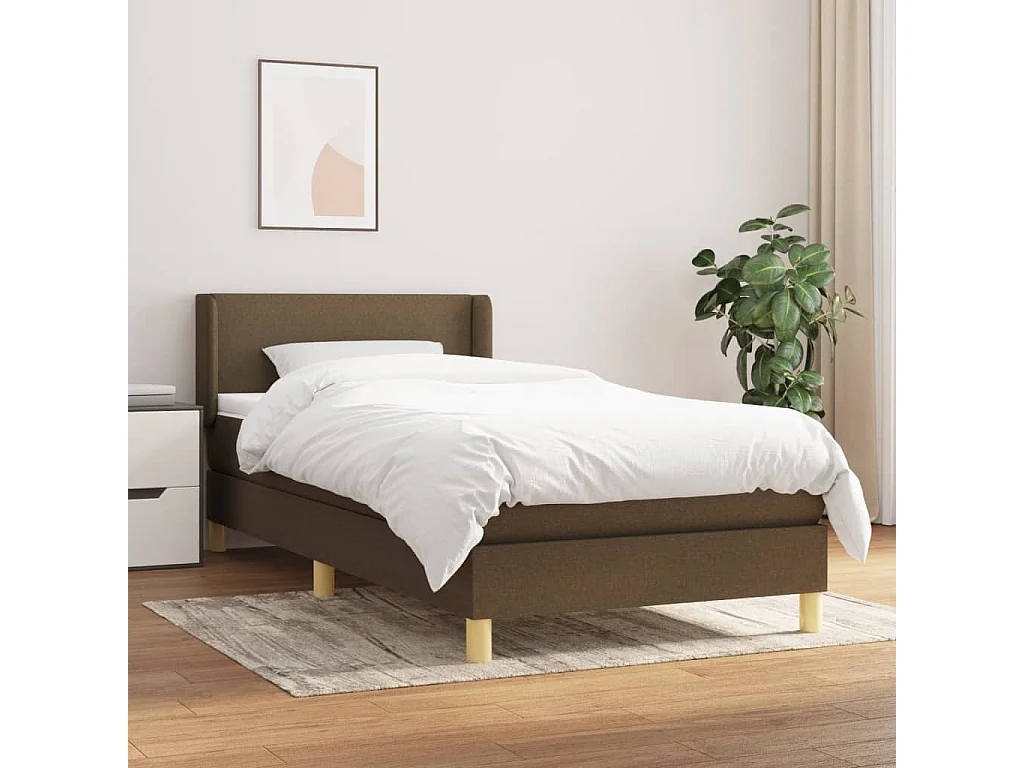 Ensemble complet boxspring + matelas Marron foncé 80x200 cm FR10071