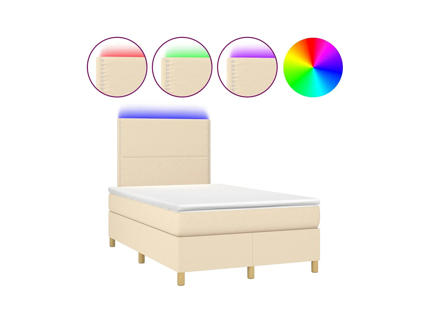 Boxspring met matras en LED stof crèmekleurig 120x190 cm BE400767