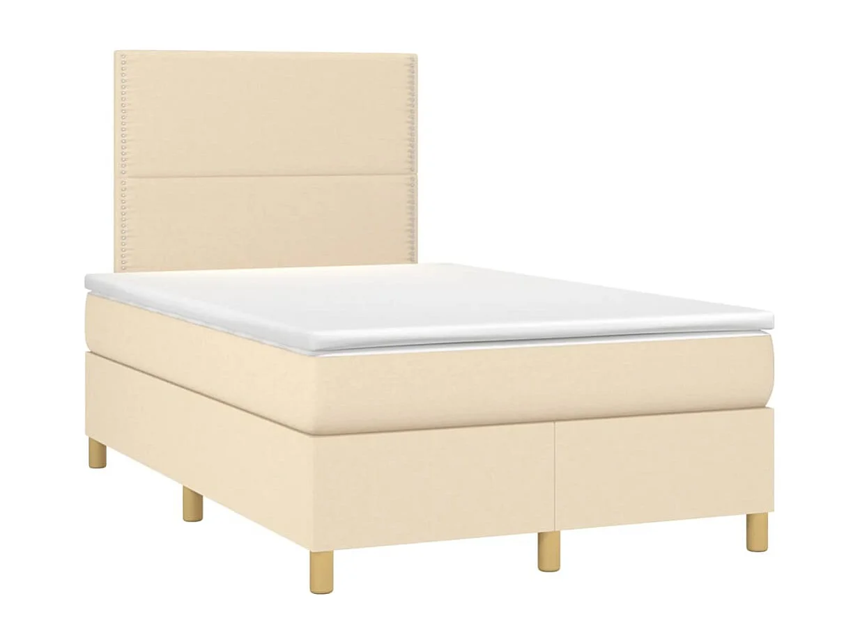 Cama continental c/ colchão e LED 120x190 cm tecido cor creme PT816389