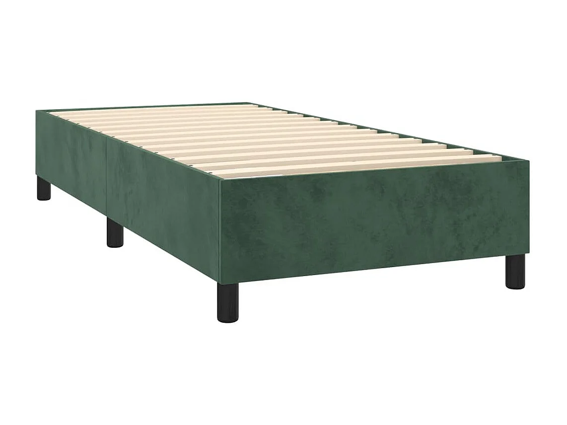 Conjunto Boxspring - 90x190 cm colchón y LED terciopelo verde oscuro ES850800