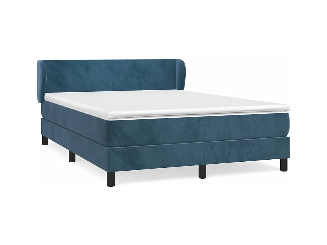 Conjunto Boxspring - 140x190 cm + colchón terciopelo azul oscuro ES607088