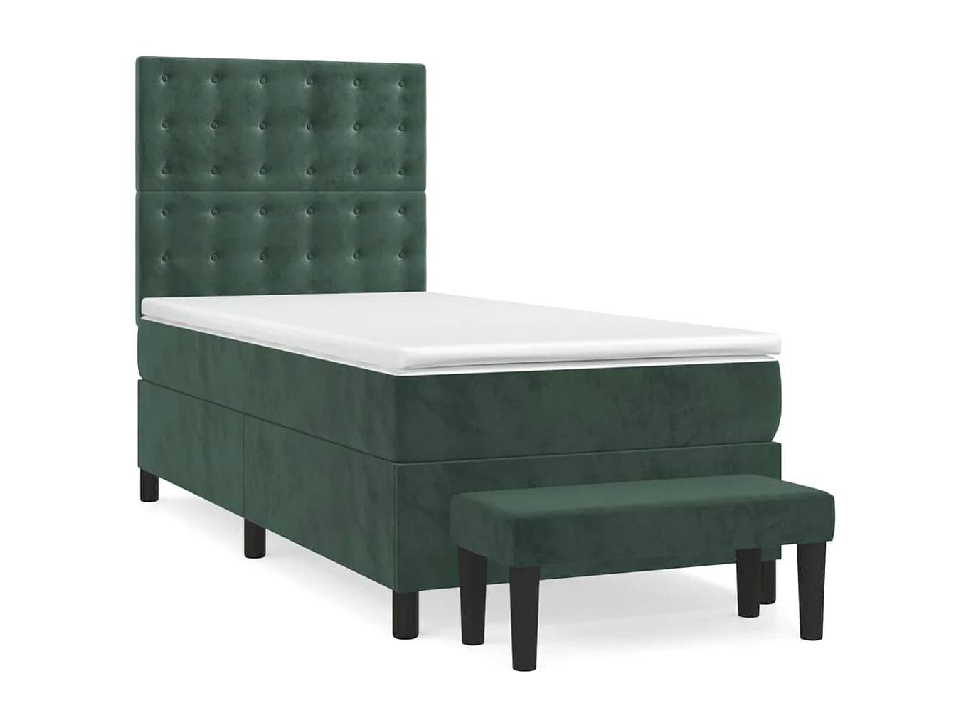 Cama continental com molas+ colchão 90x190 cm veludo verde-escuro PT450297