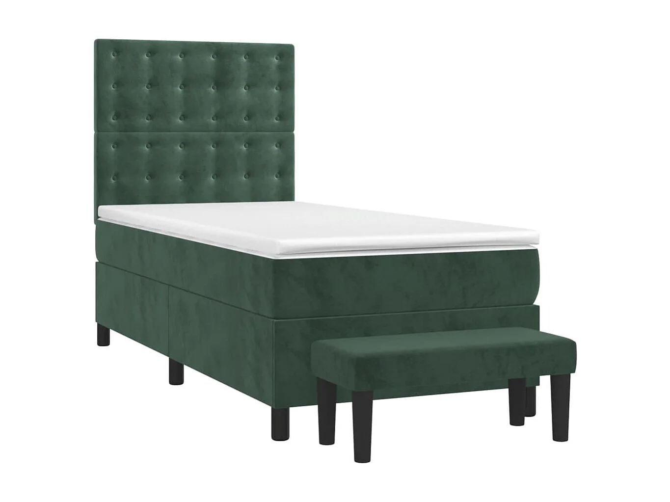 Cama continental com molas+ colchão 90x190 cm veludo verde-escuro PT450297