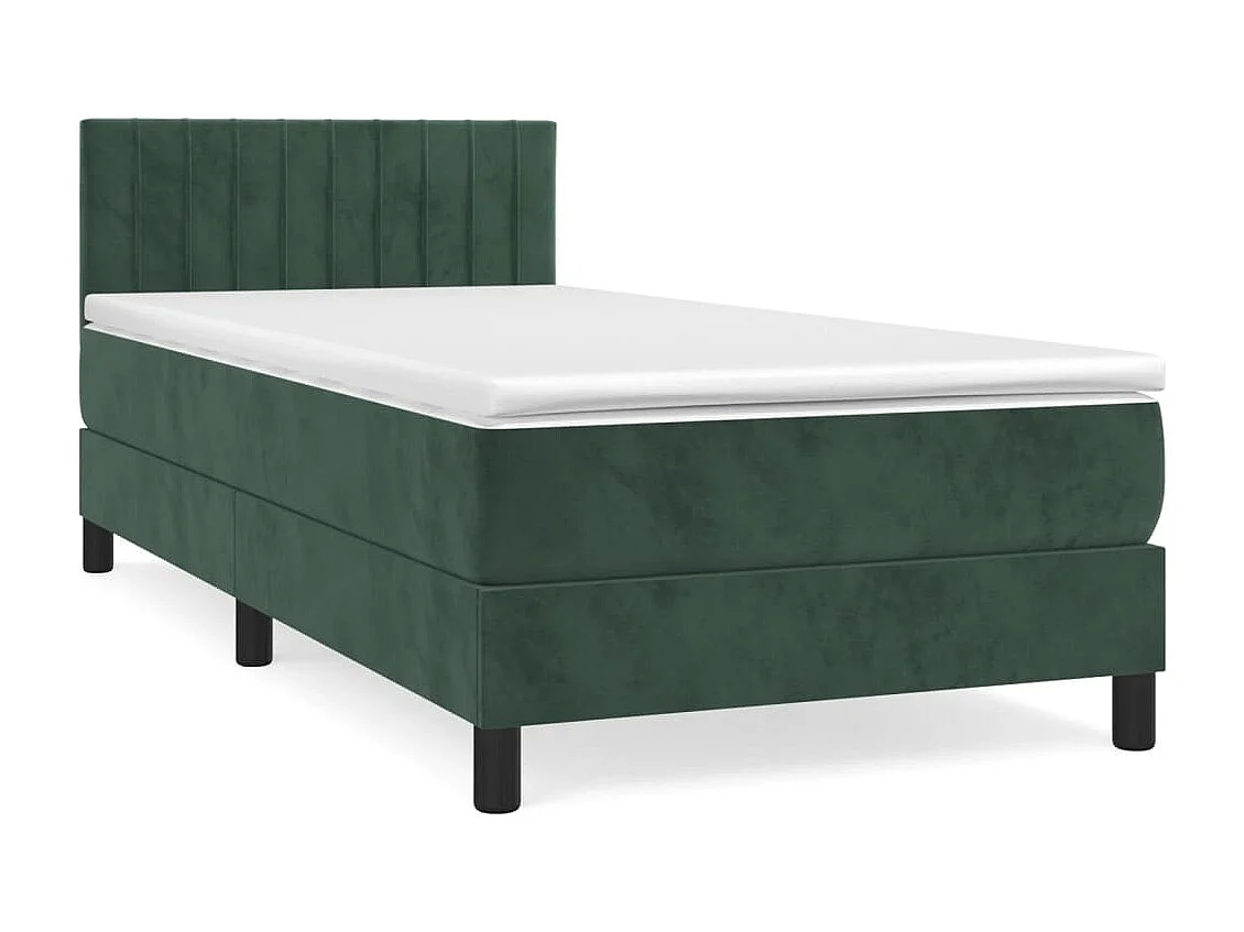 Ensemble complet boxspring + matelas Vert foncé 80x200 cm Velours FR38400