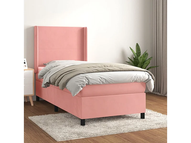 Conjunto Boxspring - 80x200 cm + colchón terciopelo rosa ES969249