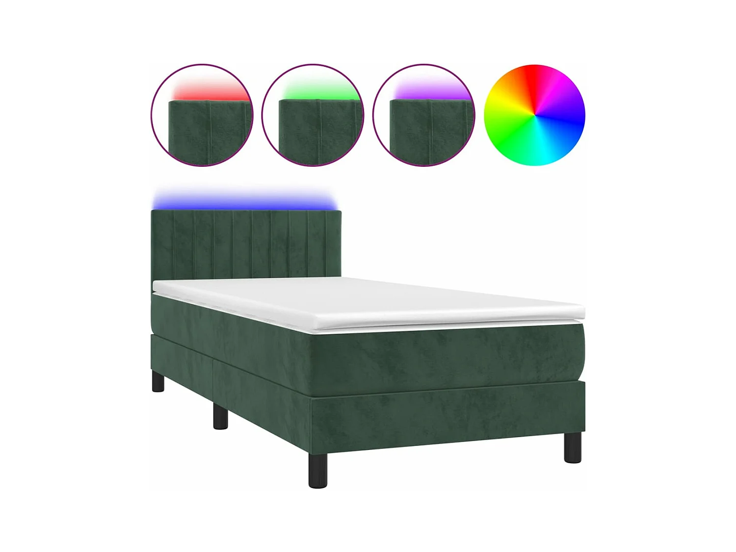 Boxspring met matras en LED fluweel donkergroen 90x190 cm BE950422