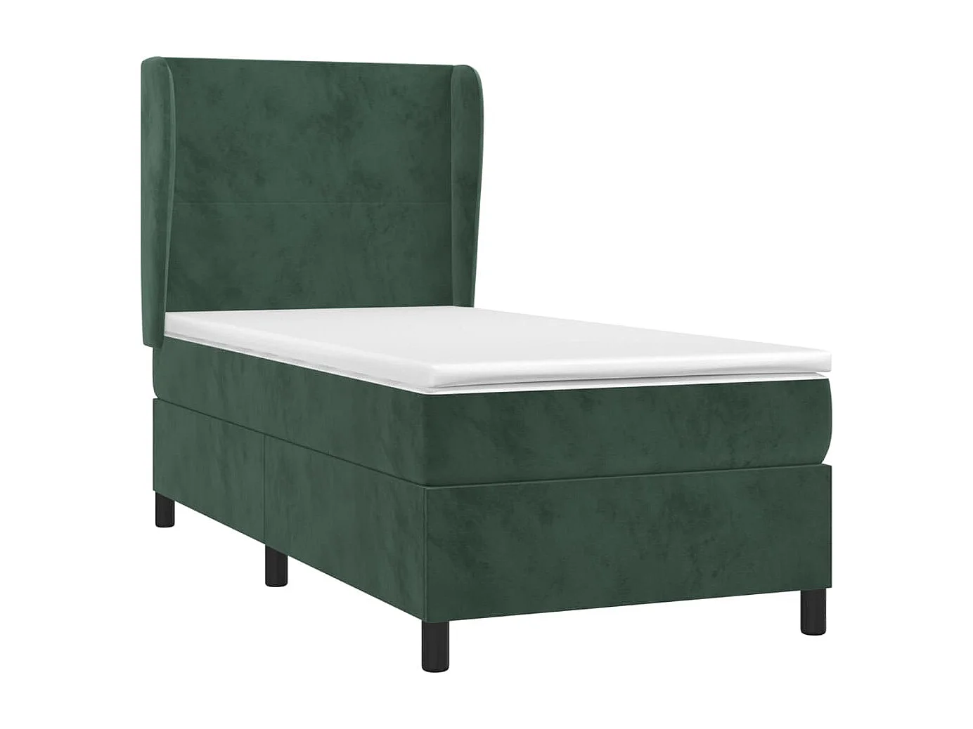 Cama continental com molas+ colchão 90x190 cm veludo verde-escuro PT962900
