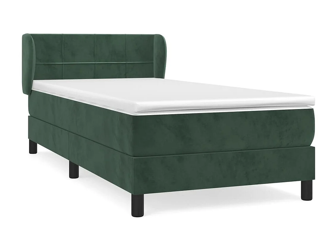 Cama continental com molas+ colchão 80x200 cm veludo verde-escuro PT185640