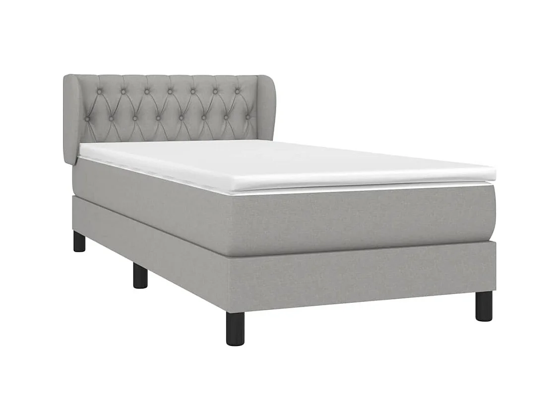 Cama continental com molas+ colchão 100x200 cm tecido cinzento-claro PT306120