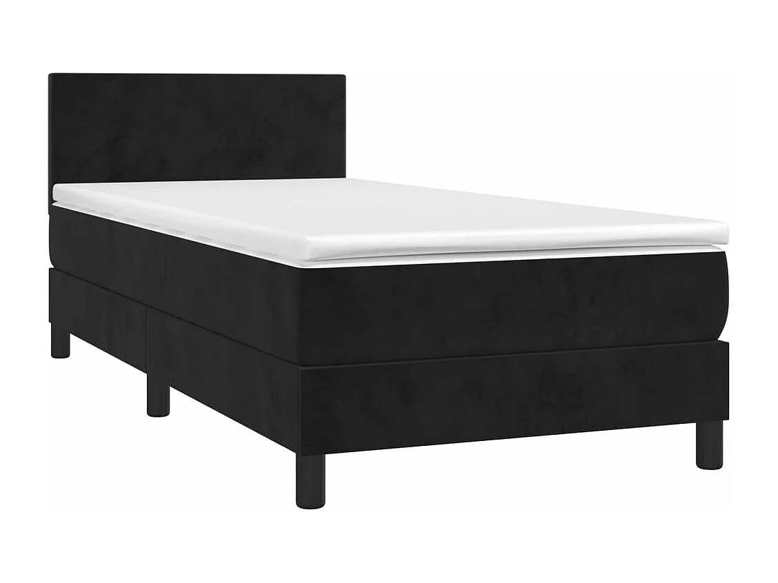 Ensemble complet boxspring + matelas Noir 80x200 cm Velours FR54937