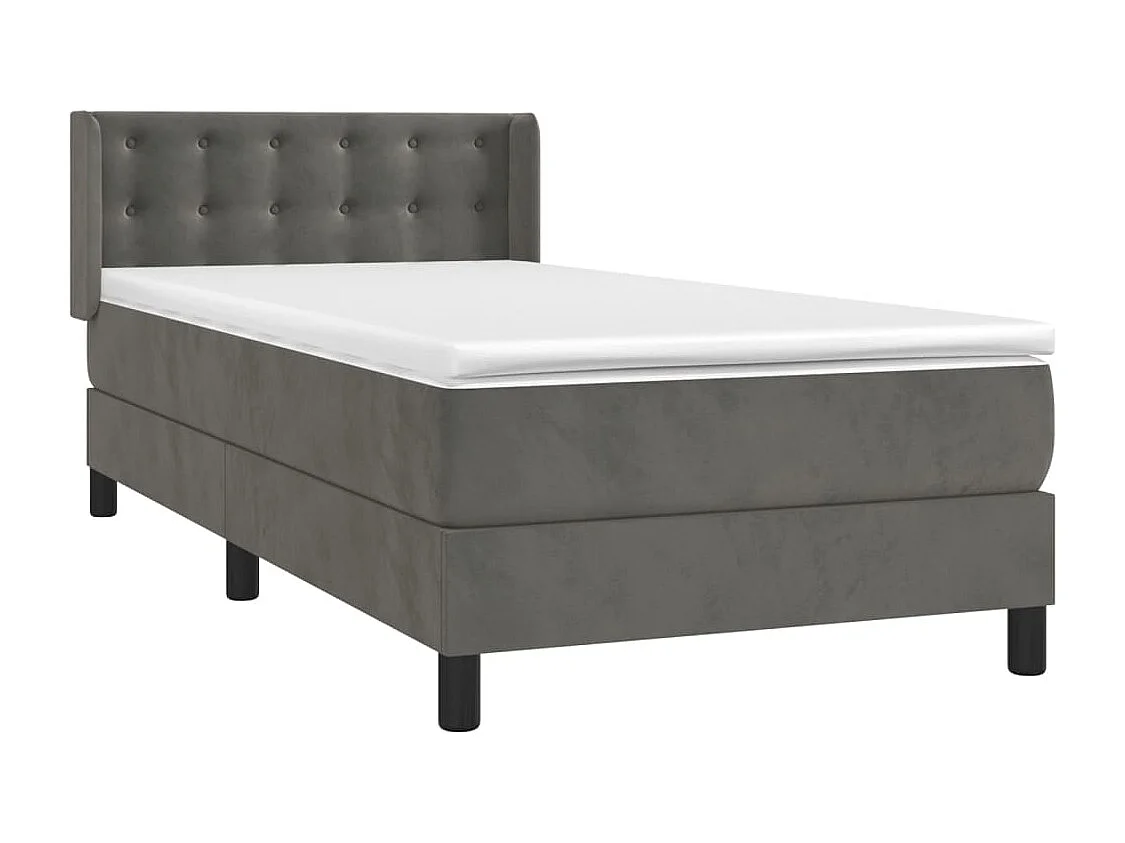 Conjunto Boxspring - 90x190 cm + colchón terciopelo gris oscuro ES577882