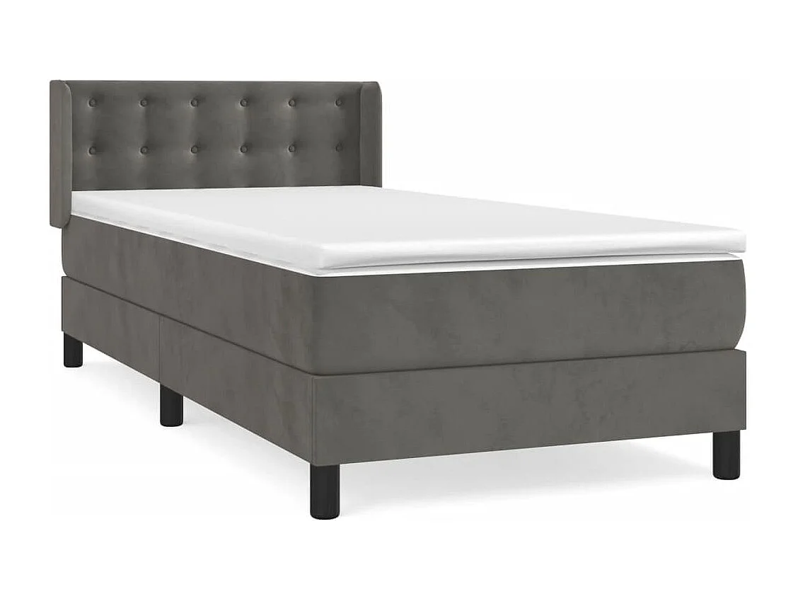 Conjunto Boxspring - 90x190 cm + colchón terciopelo gris oscuro ES577882