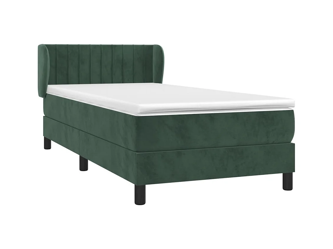 Ensemble complet boxspring + matelas Vert foncé 80x200 cm Velours FR81649