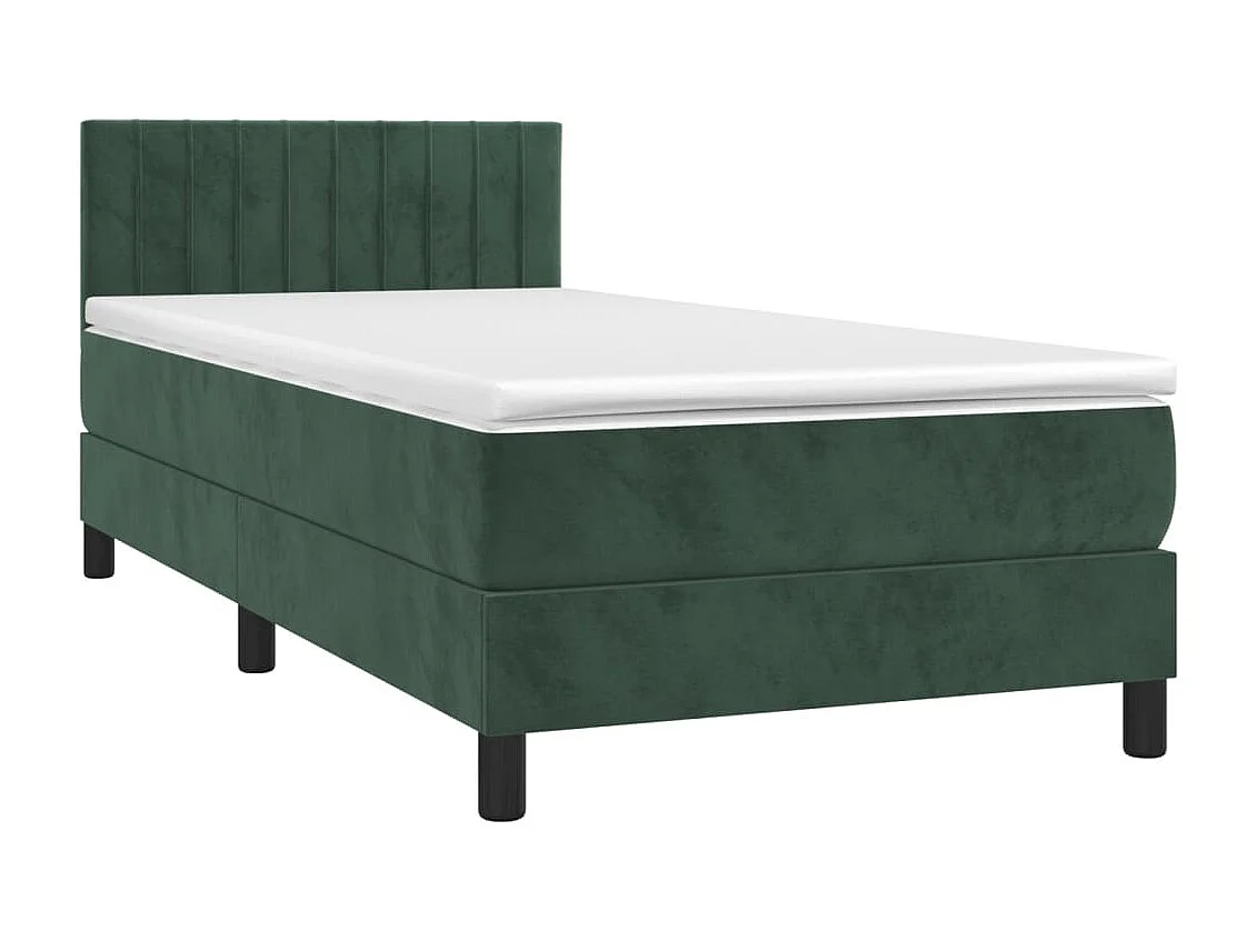 Conjunto Boxspring - 80x200 cm colchón y LED terciopelo verde oscuro ES591067