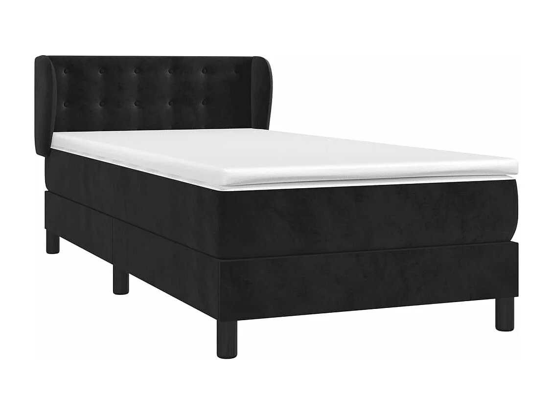 Cama continental com molas+ colchão 90x190 cm veludo preto PT917929