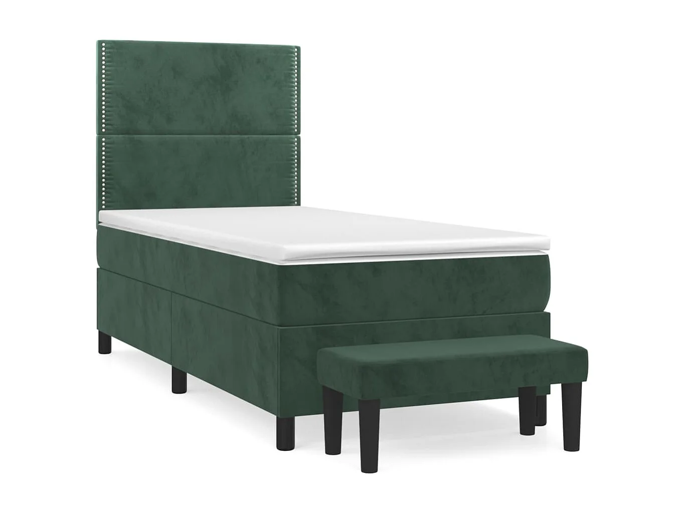 Cama continental com molas+ colchão 90x190 cm veludo verde-escuro PT714656