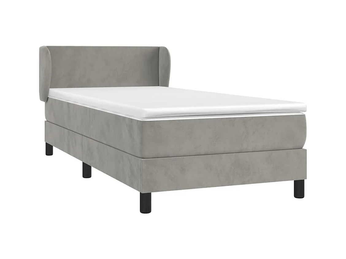 Ensemble complet boxspring + matelas Gris clair 90x190 cm Velours FR77175
