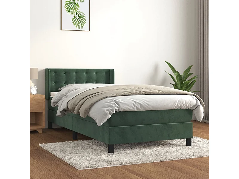Conjunto Boxspring - 80x200 cm + colchón terciopelo verde oscuro ES332989